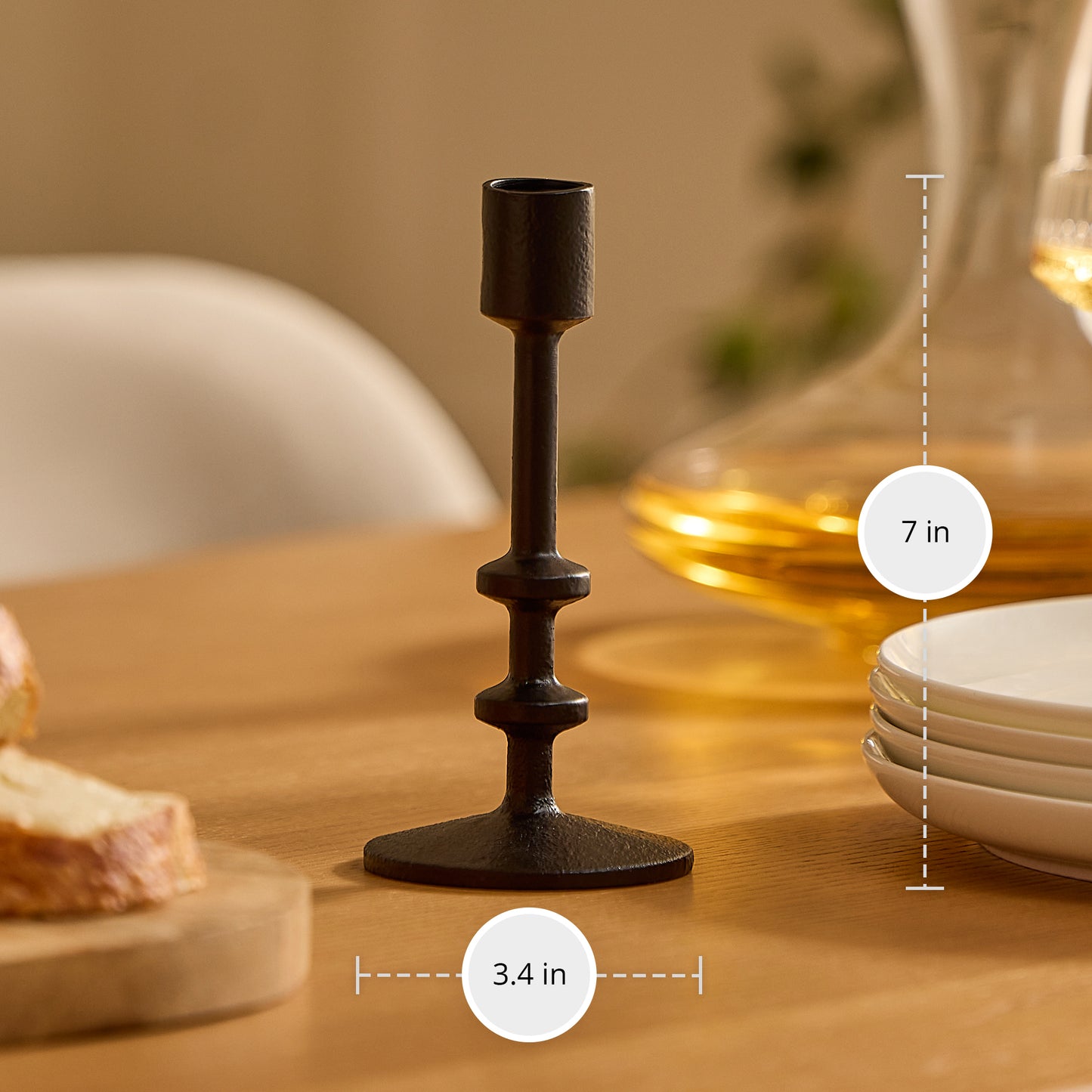 Black Wrought Iron Modern Taper Holders
