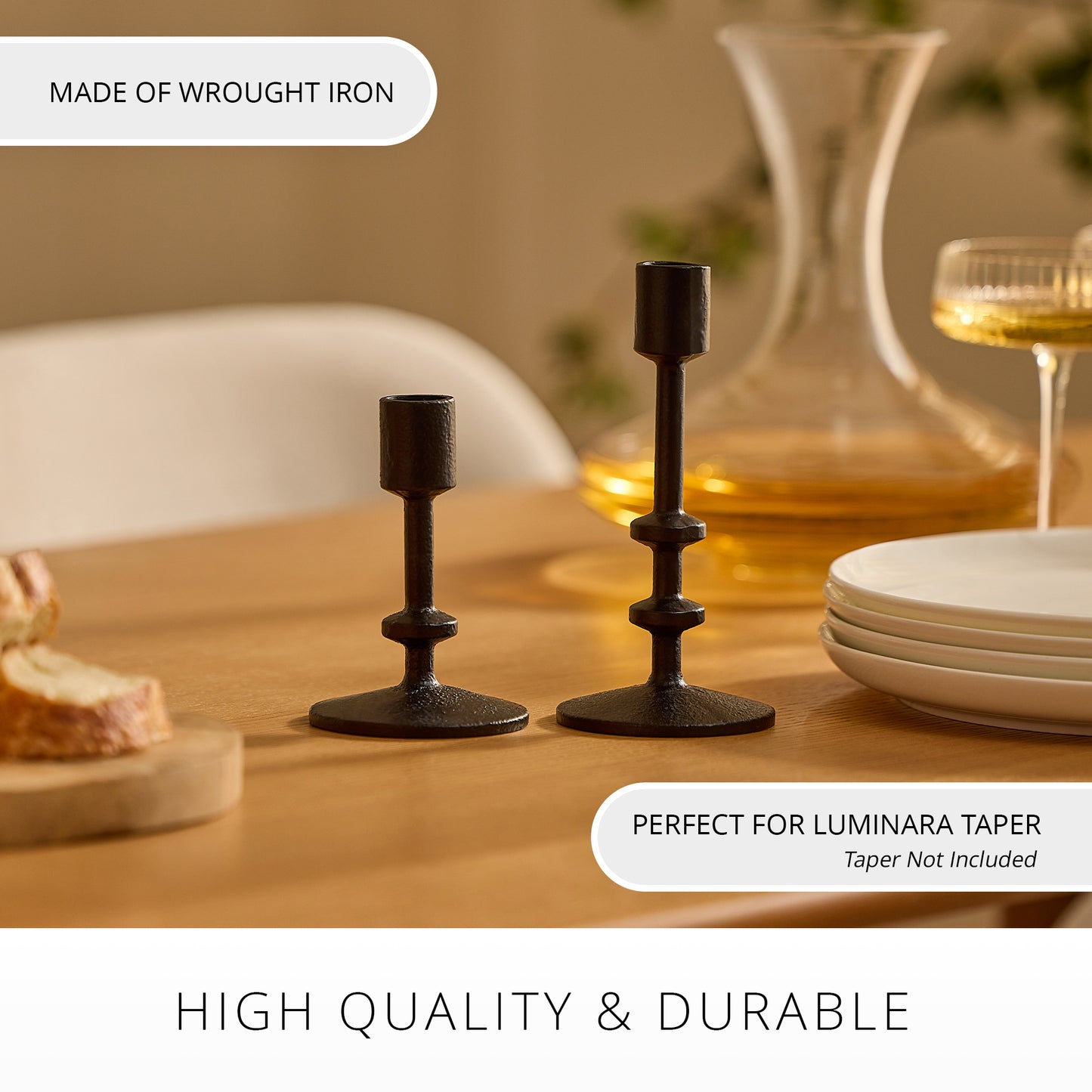 Black Wrought Iron Modern Taper Holders