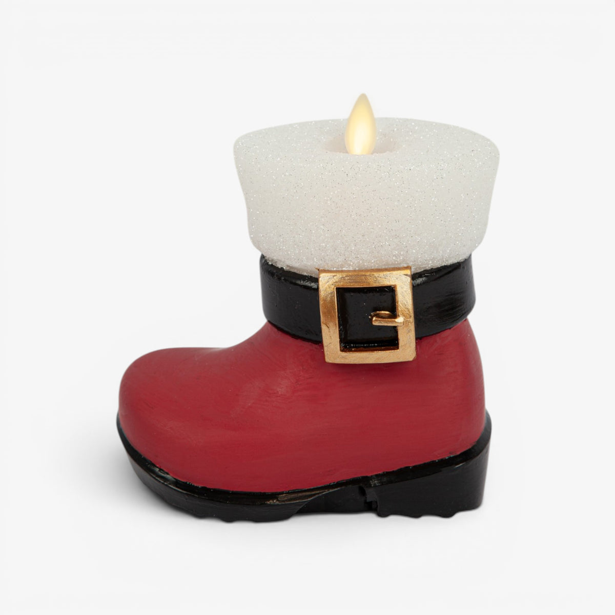 Holiday Red Santa Boot Flameless Candle