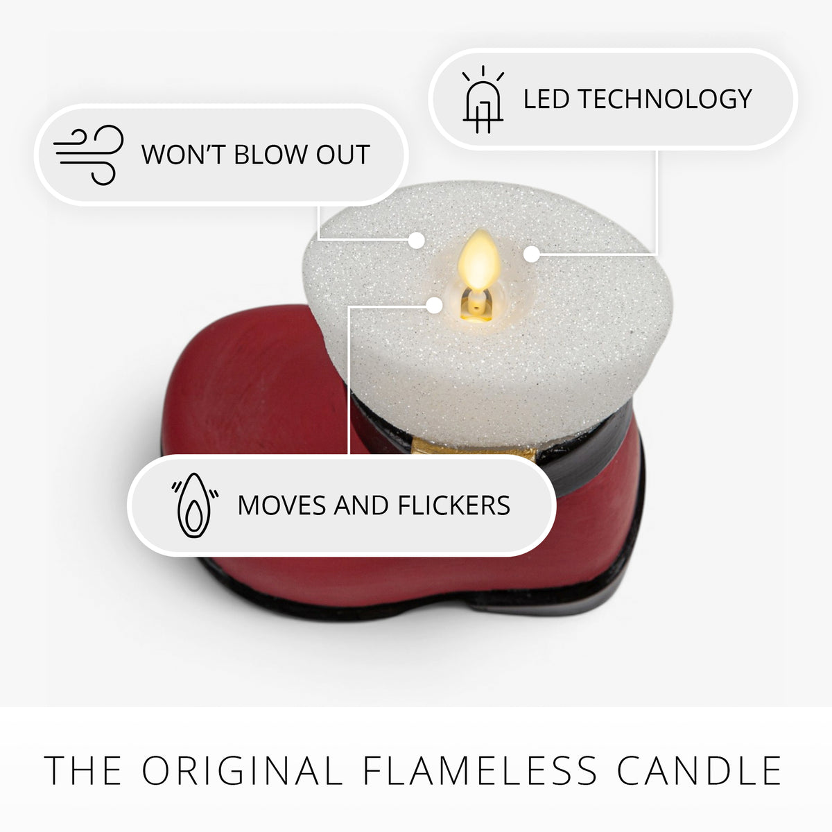 Holiday Red Santa Boot Flameless Candle