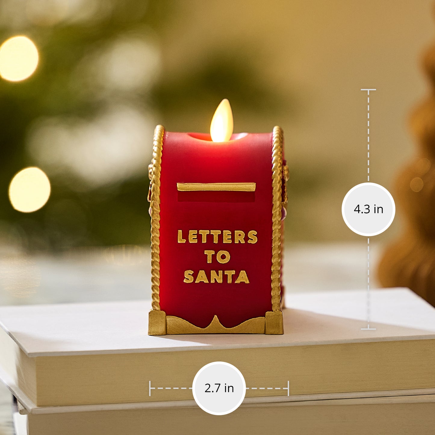 Holiday Red Flamless Candle Santa Mailbox
