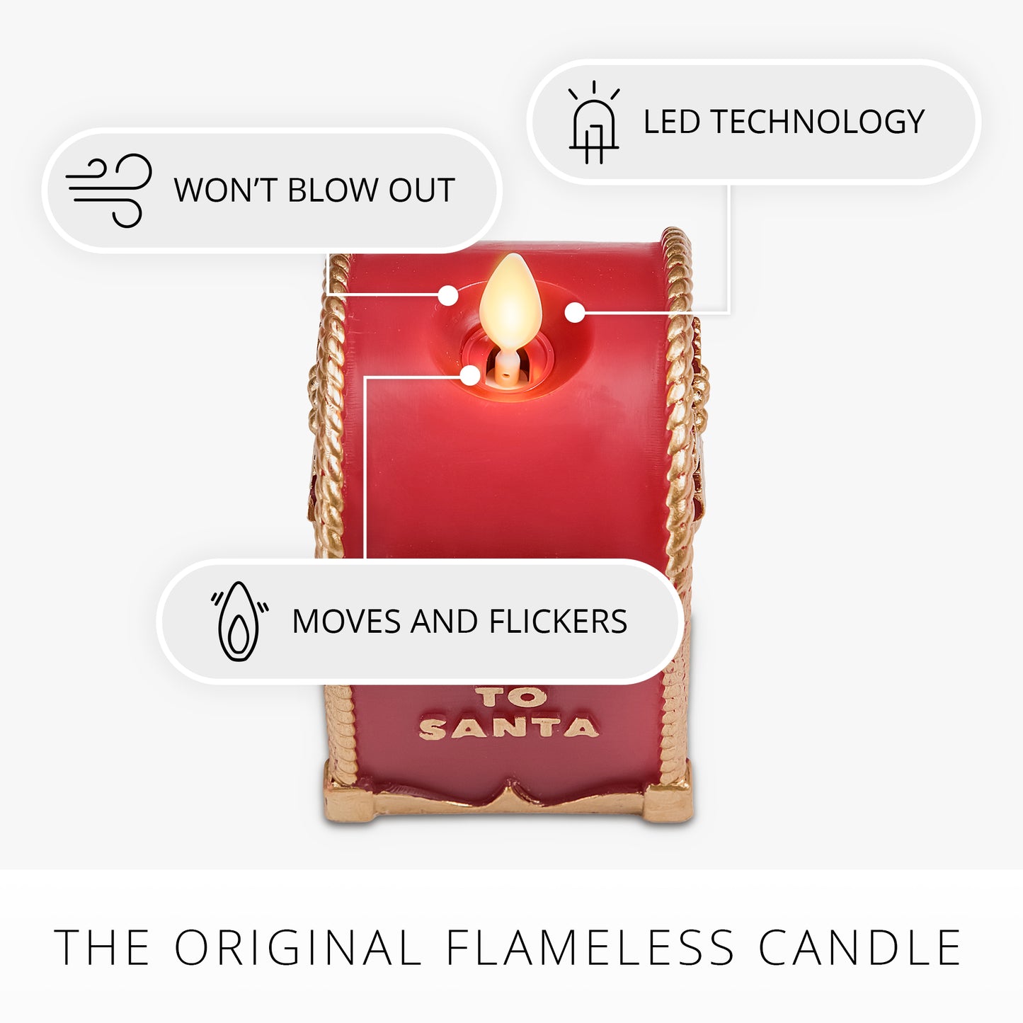 Holiday Red Flamless Candle Santa Mailbox