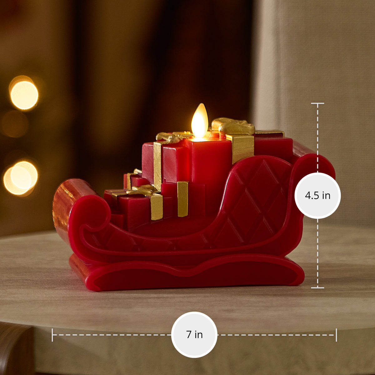 Holiday Red Santa Flameless Candle Sleigh