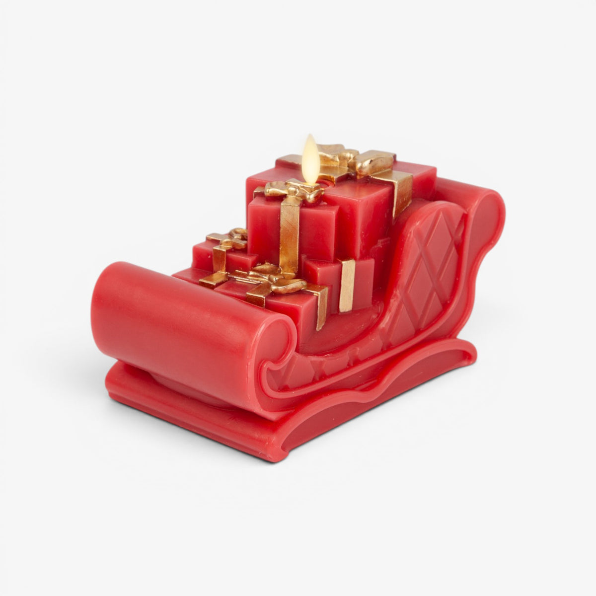 Holiday Red Santa Flameless Candle Sleigh