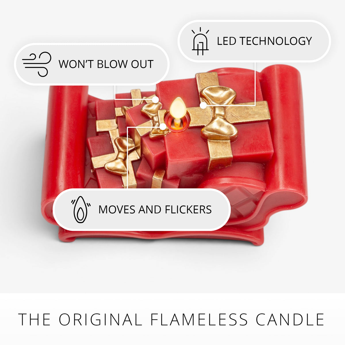 Holiday Red Santa Flameless Candle Sleigh