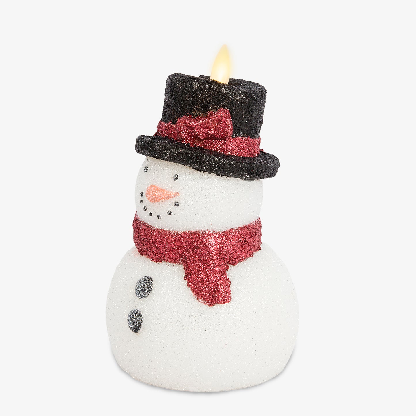White Glitter Flameless Candle Snowgirl