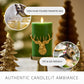 Holiday Green Reindeer Flameless Candle Pillar