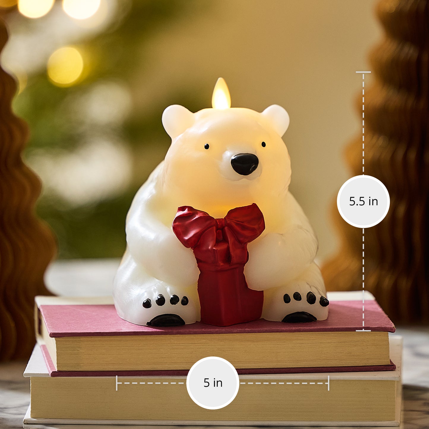 Star White Flameless Candle Polar Bear