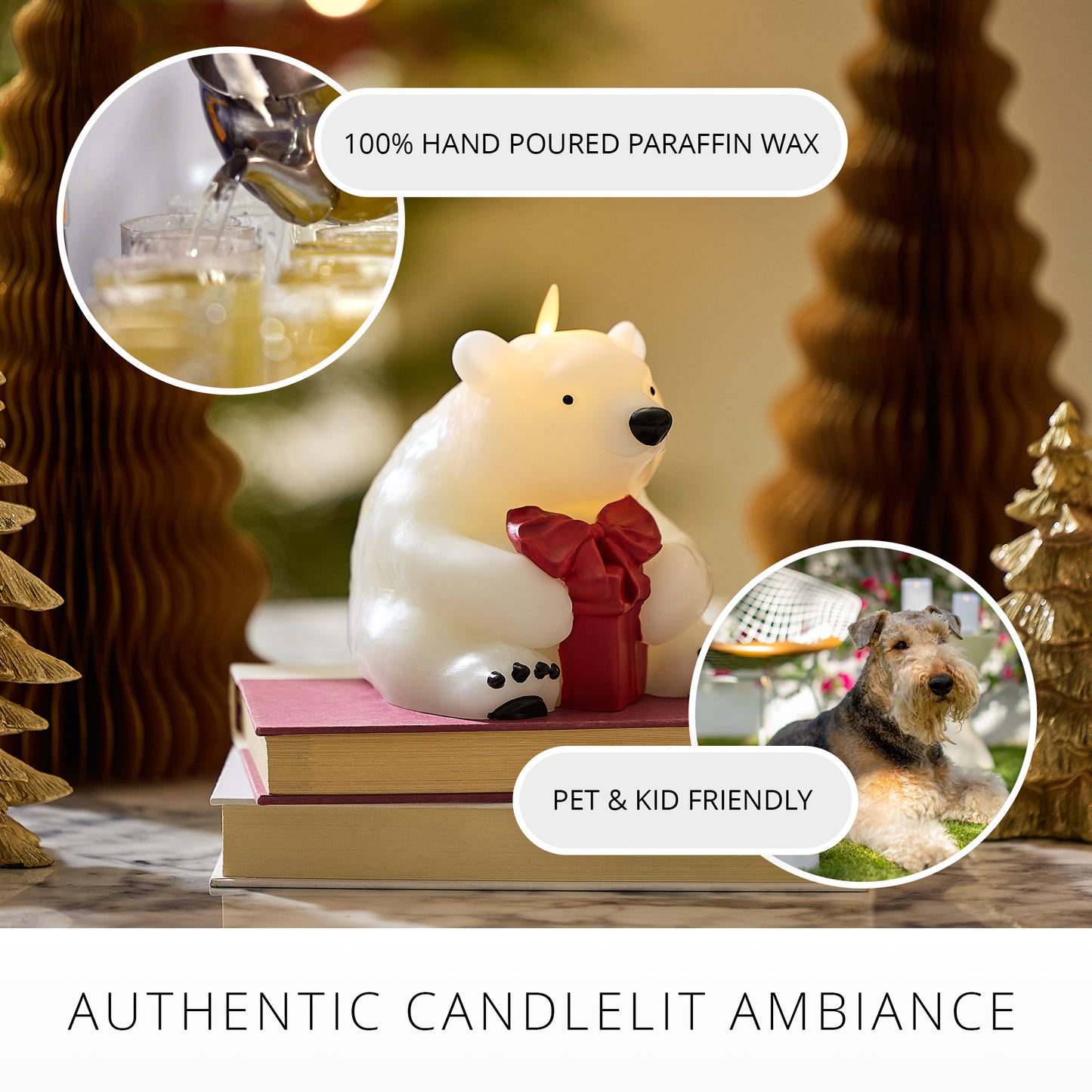 Star White Flameless Candle Polar Bear