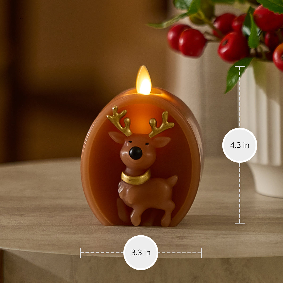 Brown Sugar Reindeer Flameless Candle Ornament