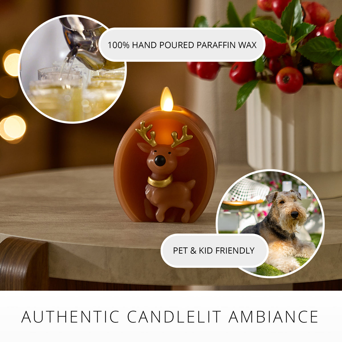 Brown Sugar Reindeer Flameless Candle Ornament