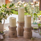 Outdoor Flameless Ivory Pearl Candle Pillar - Melted Top - 3.75" Width