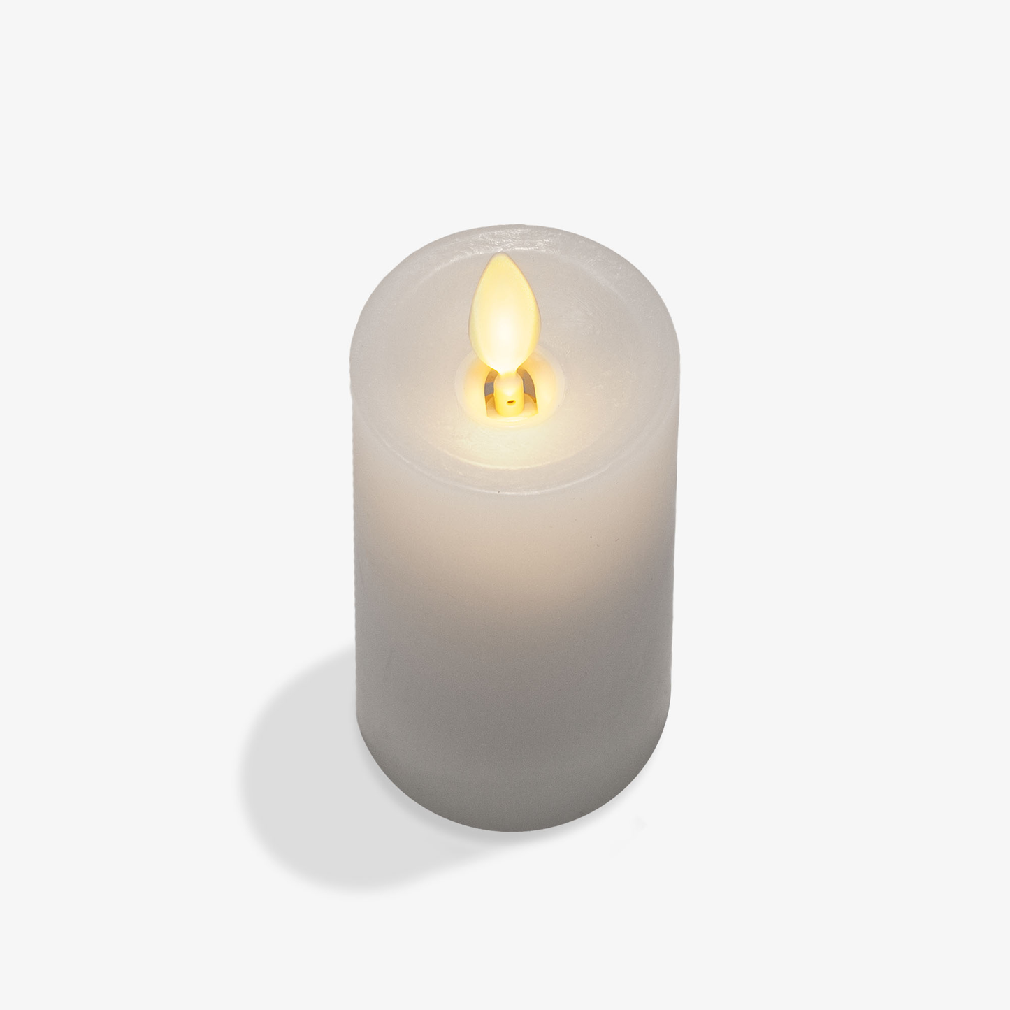 White Flameless Candle Slim Pillar - Recessed Top