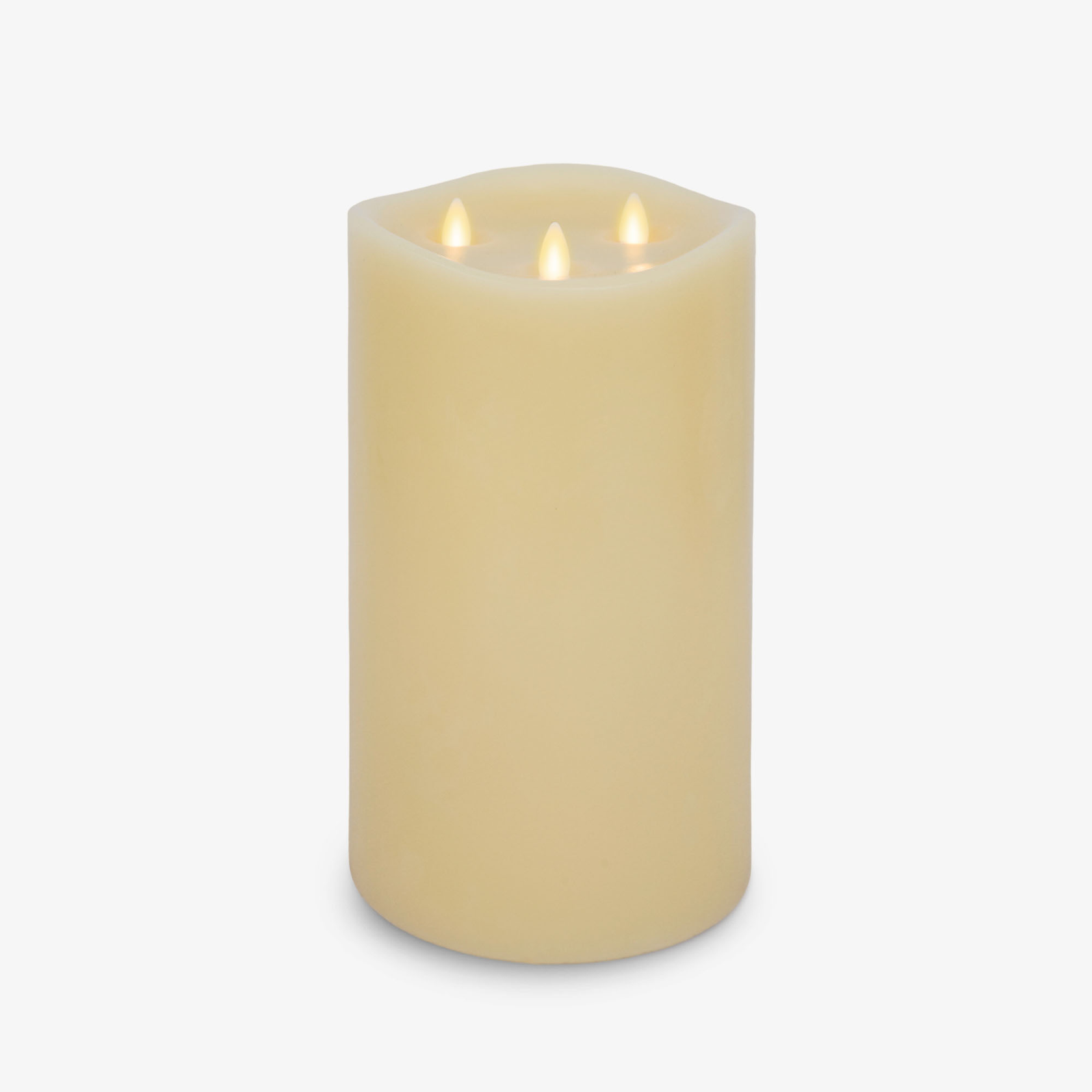 Ivory Flameless Candle Tri-Flame Grand Pillar - Melted Top – Luminara
