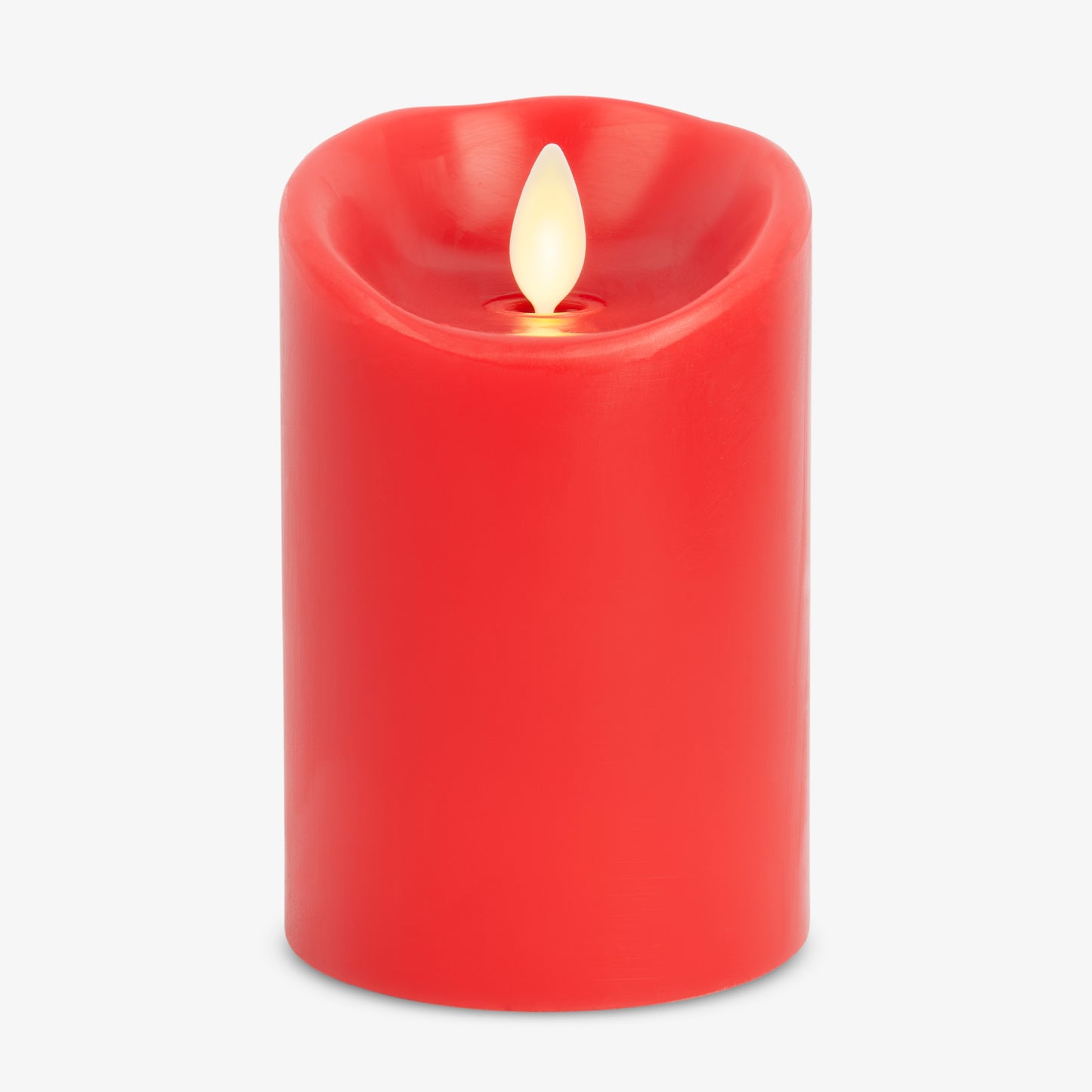 True Red Flameless Candle Pillar - Scallop Top - 3" Width