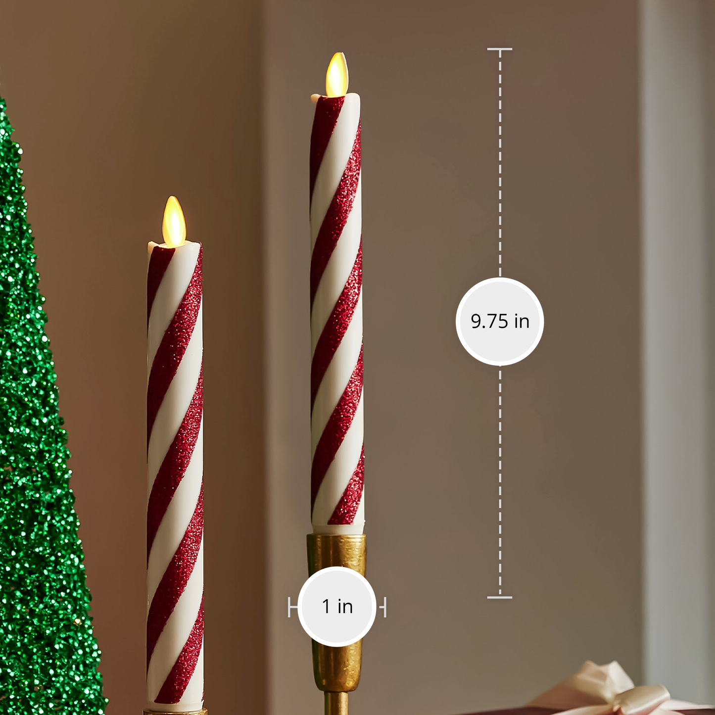 an image of Luminara's candy cane flameless candle