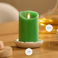 Vibrant Green Flameless Candle Pillar - Scallop Top - 3" Width