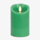 Vibrant Green Flameless Candle Pillar - Scallop Top - 3" Width
