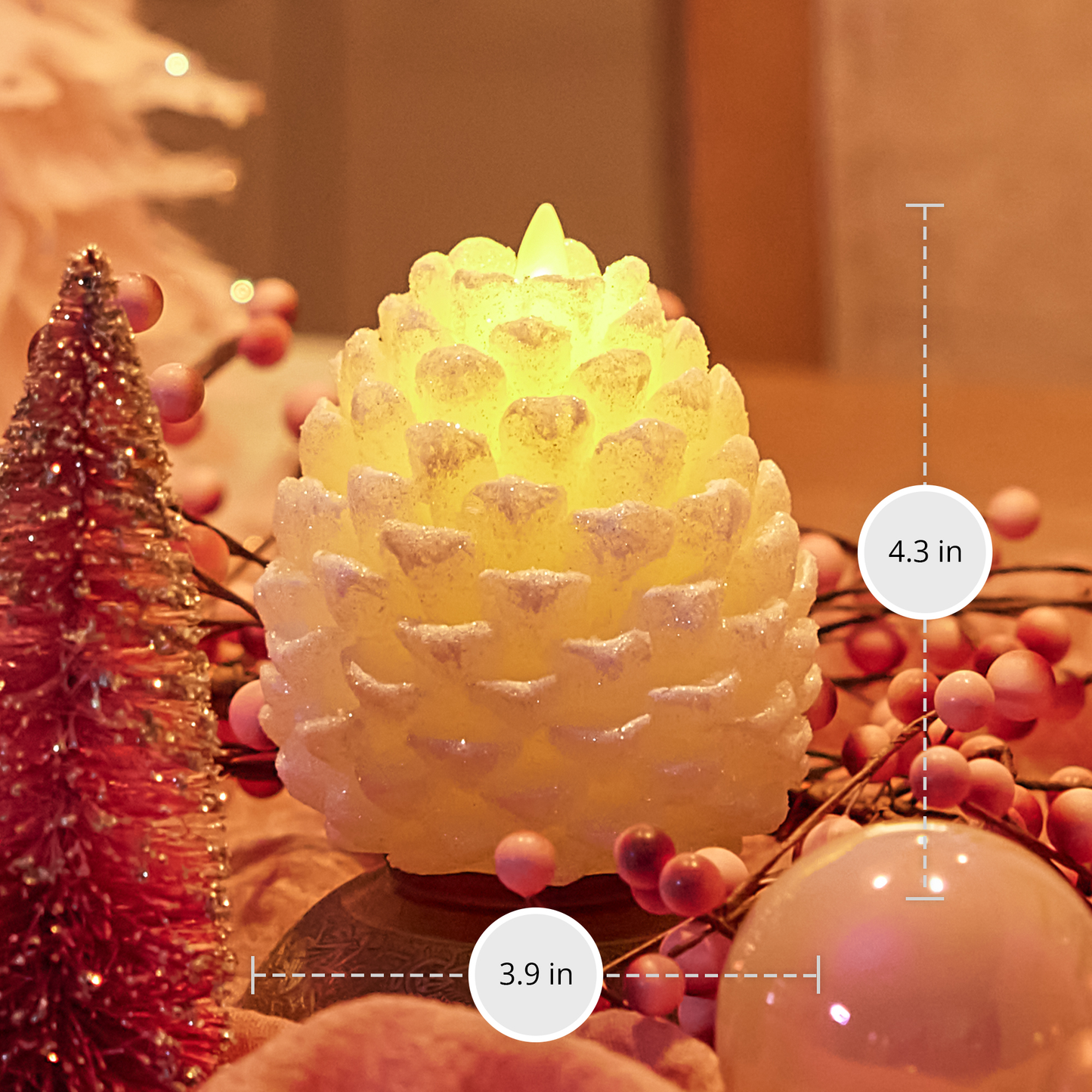 White Swan Flameless Candle Pinecone