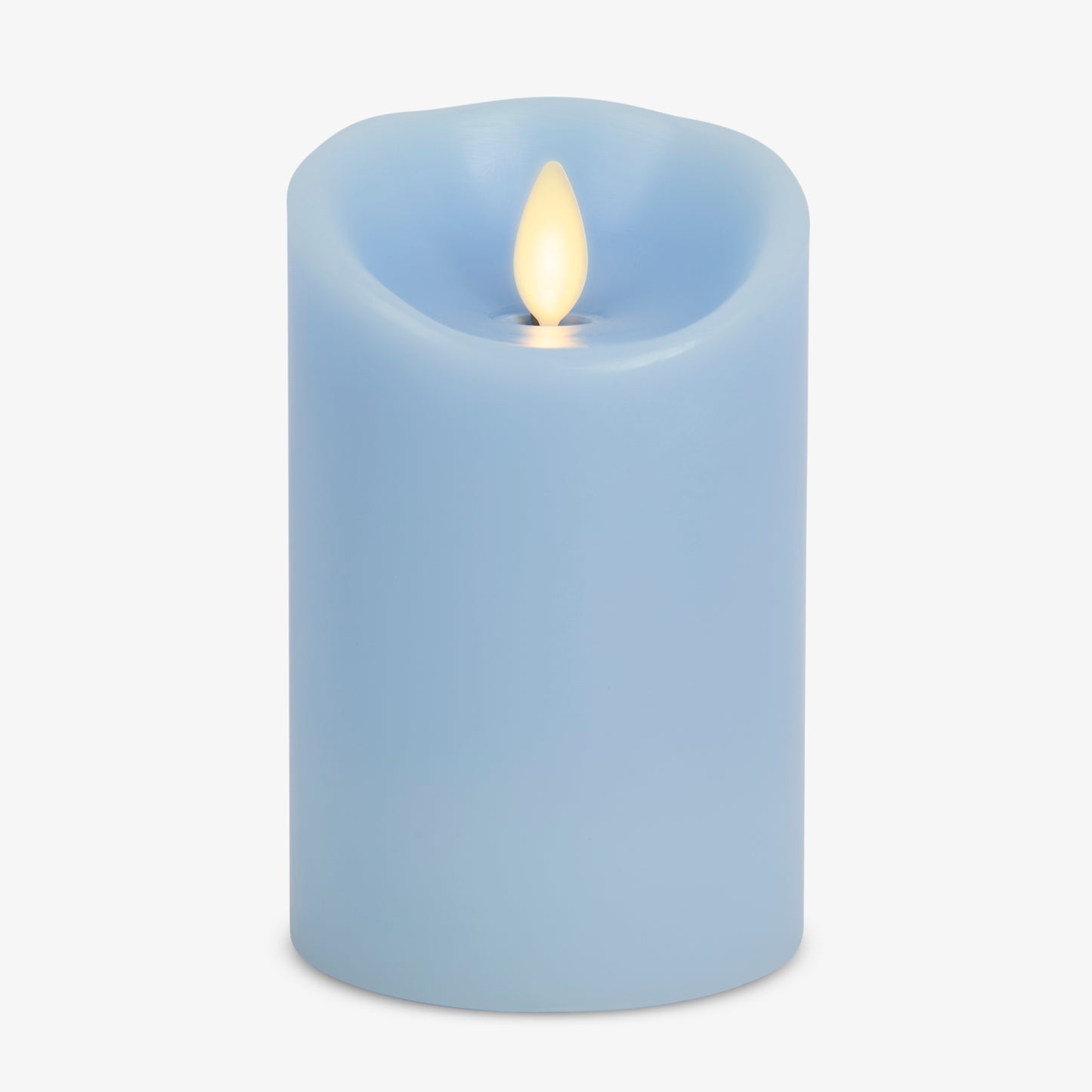 Airy Blue Flameless Candle Pillar - Scallop Top - 3" Width