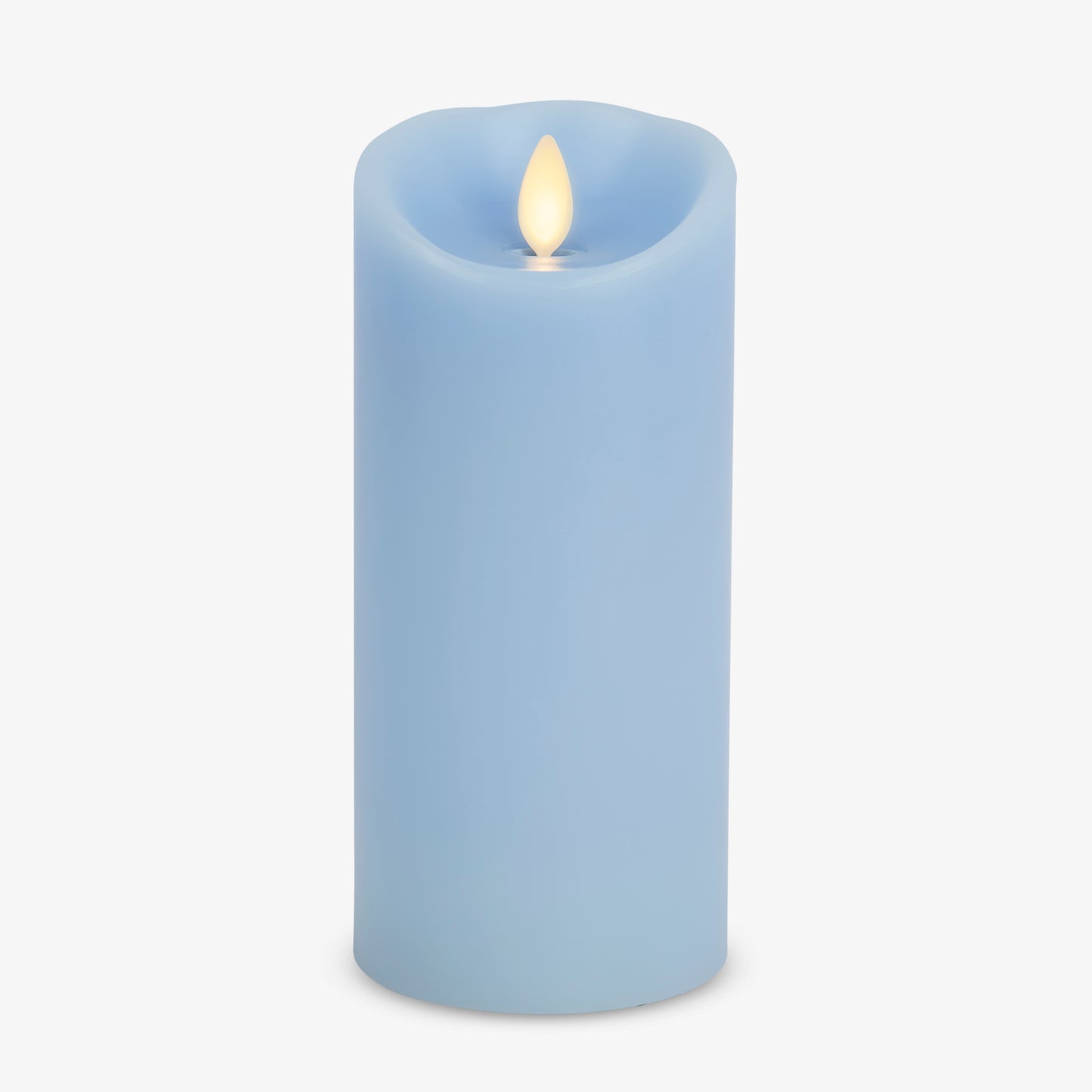 Airy Blue Flameless Candle Pillar - Scallop Top - 3" Width