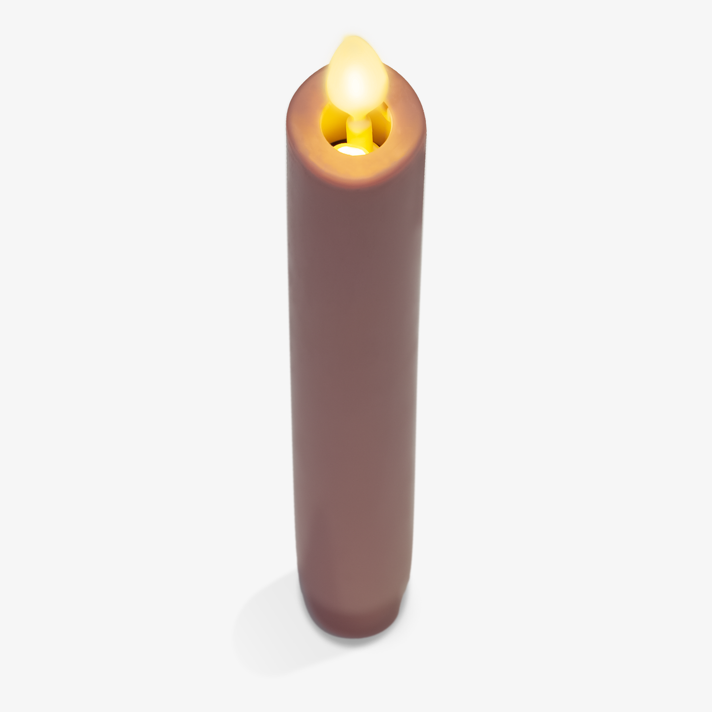 Rose Tan Flameless Candle Tapers - Melted Top - 9.75" Height - Set of 2