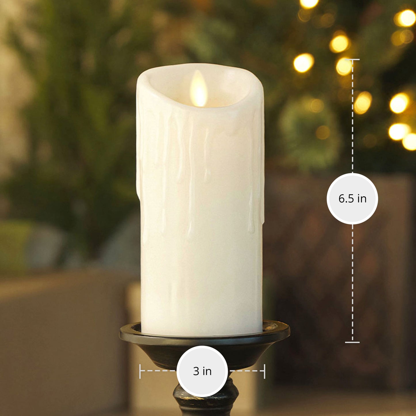 White Wax Drip Flameless Candle Pillar - Scallop Top – Luminara