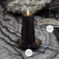Black Heavy Wax Drip Flameless Candle Slim Pillar