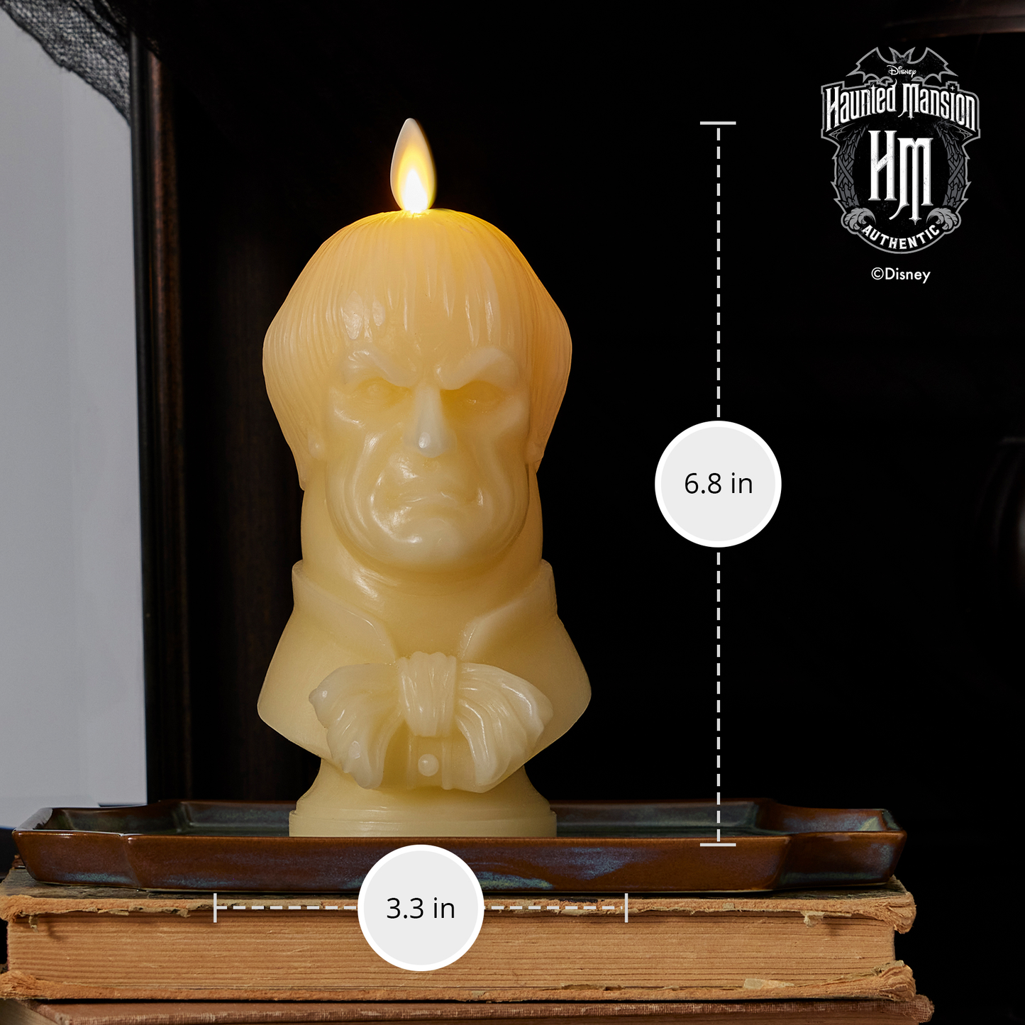 Disney's The Haunted Mansion Male Staring Statue Flameless Candle