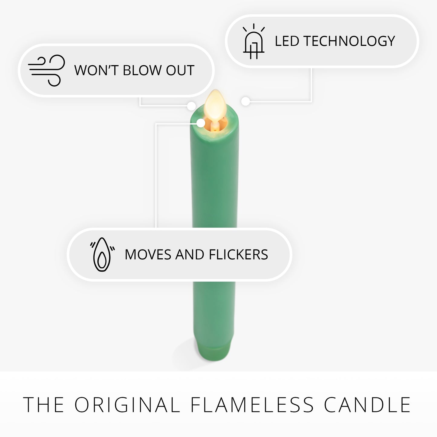 Vibrant Green Flameless Candle Taper