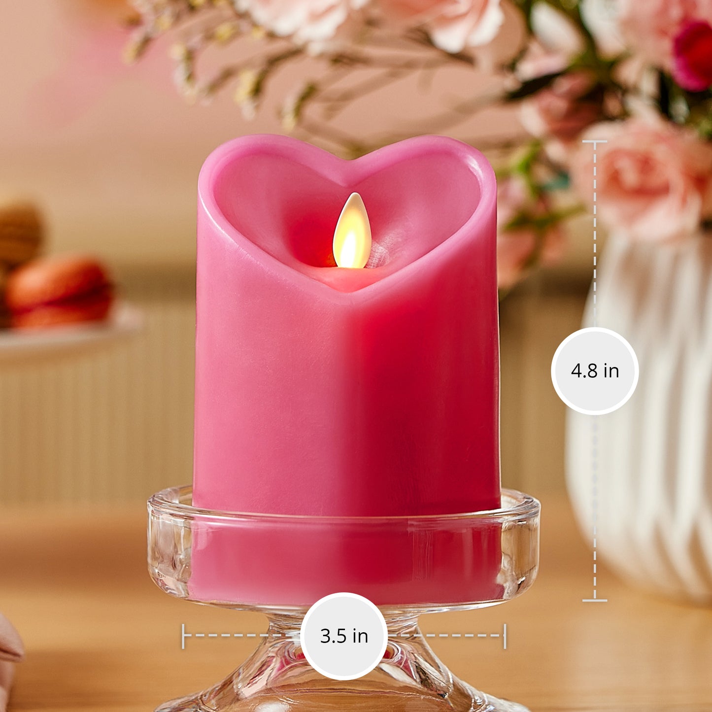 Raspberry Sorbet Flameless Candle Heart Pillar