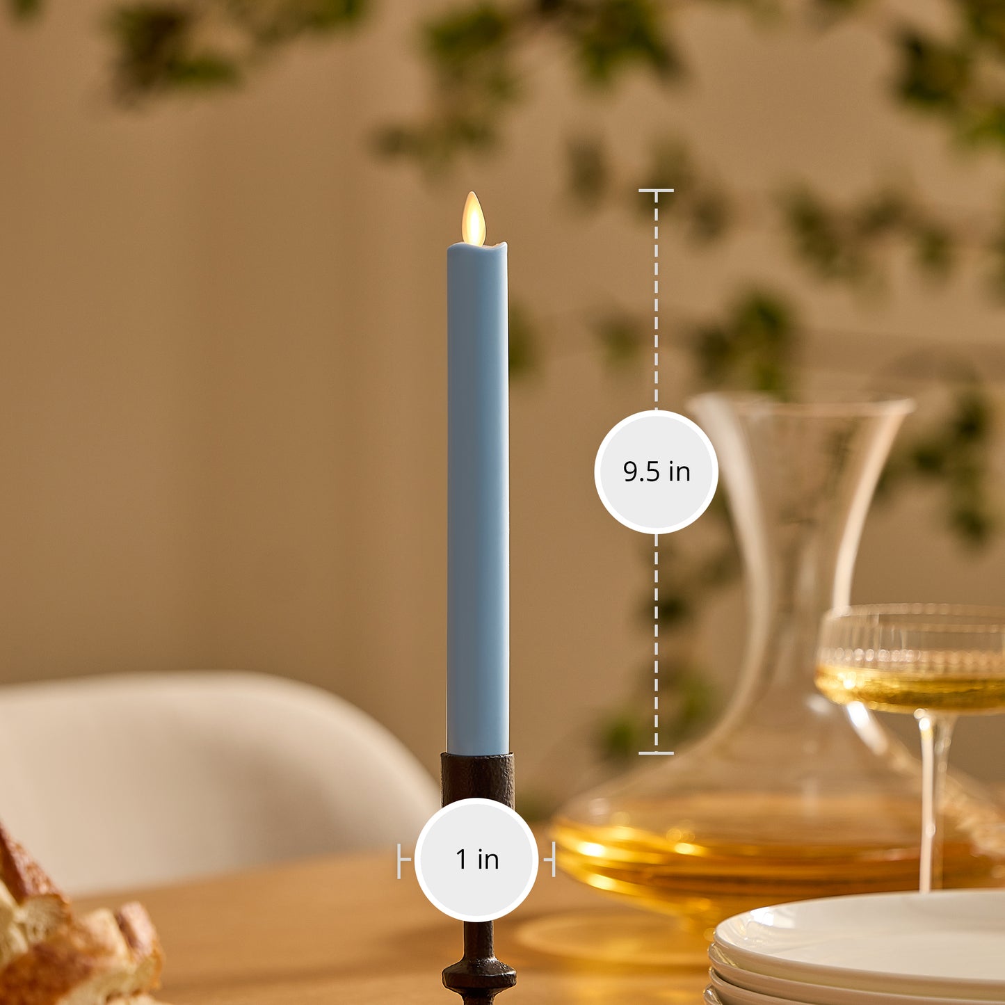 Airy Blue Flameless Candle Taper