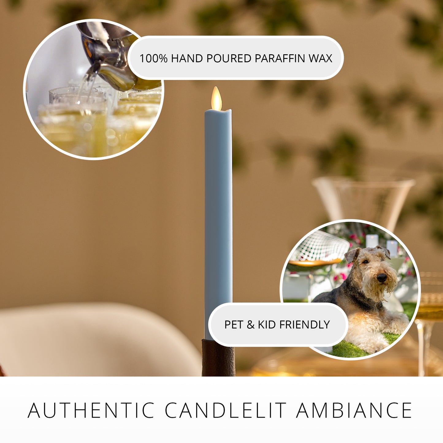 Airy Blue Flameless Candle Taper