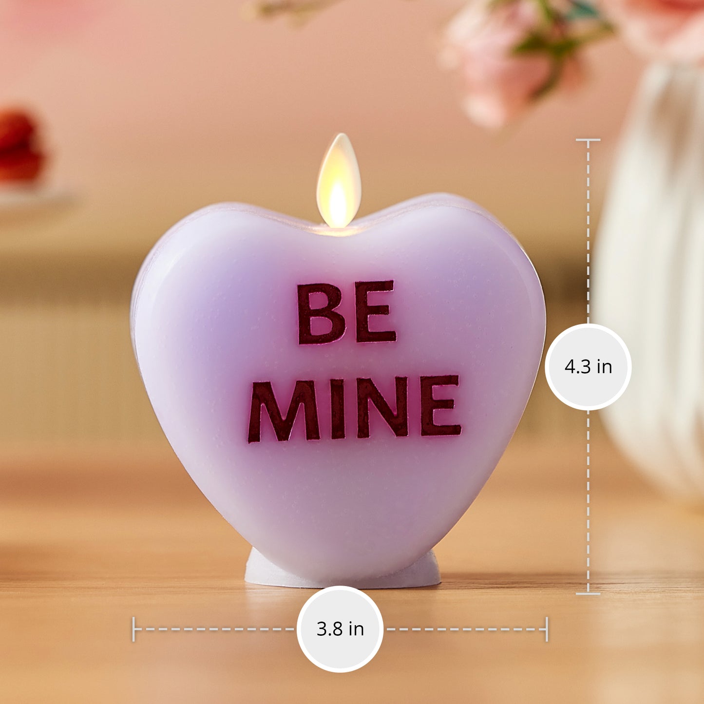 Gentle Lavender Flameless Candle Candy Heart "BE MINE"