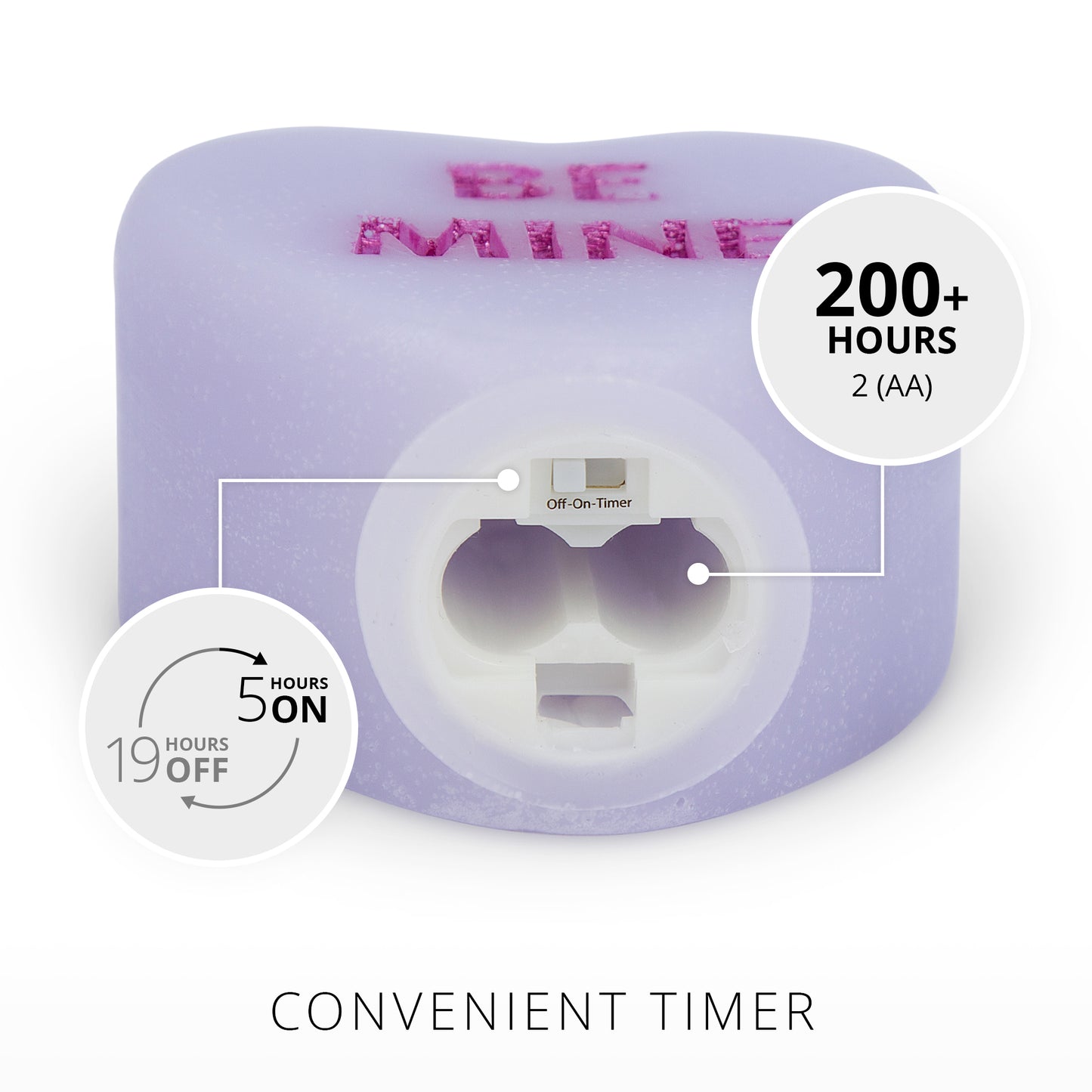 Gentle Lavender Flameless Candle Candy Heart "BE MINE"