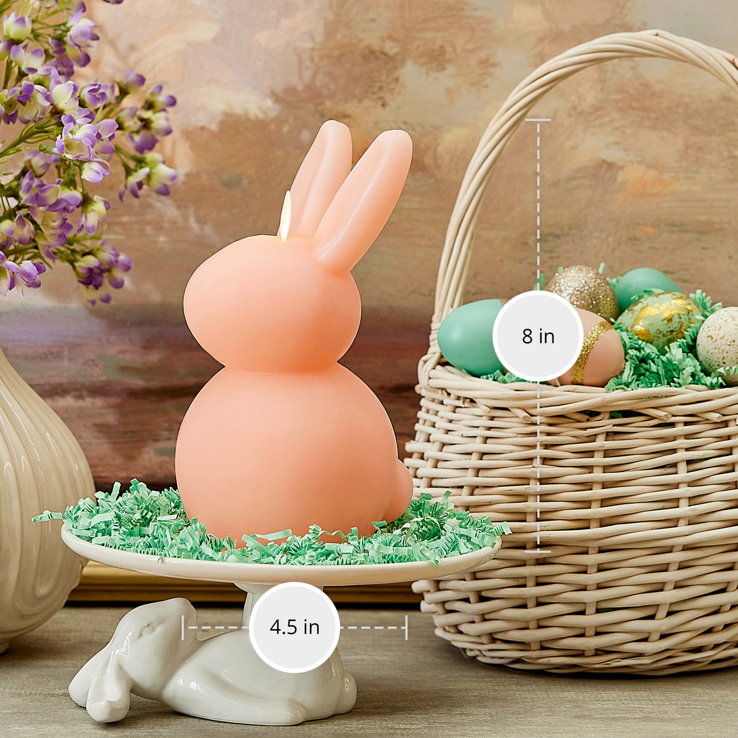 Mellow Peach Flameless Candle Easter Bunny Rabbit