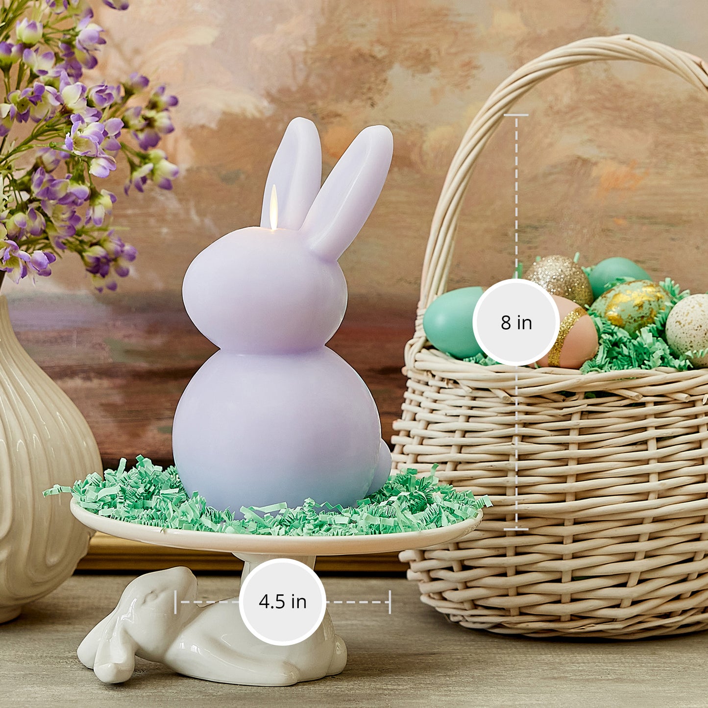 Gentle Lavender Flameless Candle Easter Bunny Rabbit