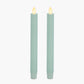 Fresh Mint Flameless Candle Tapers - Melted Top - 9.5" Height - Set of 2