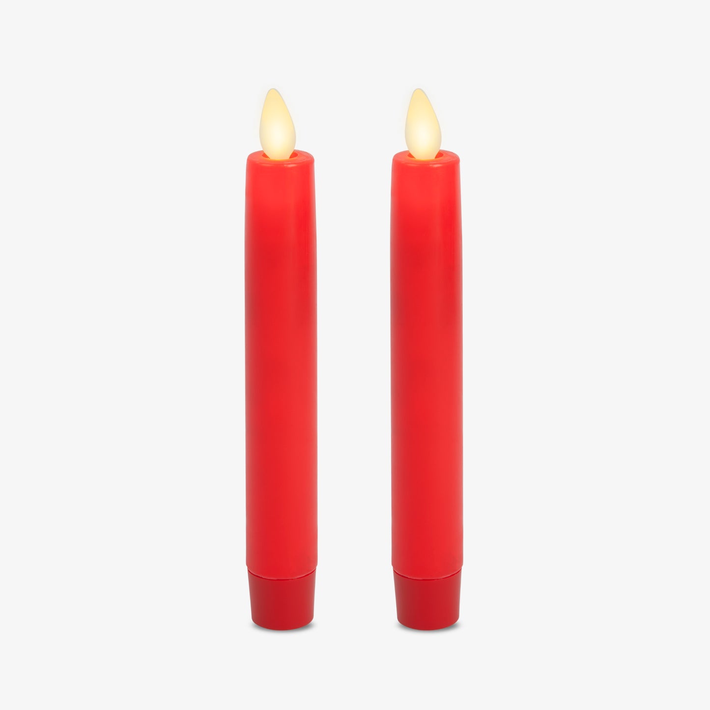 True Red Flameless Candle Tapers - Flat Top - 6.75" Height - Set of 2