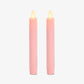 Saga Rose Flameless Candle Tapers - Flat Top - 6.75" Height - Set of 2