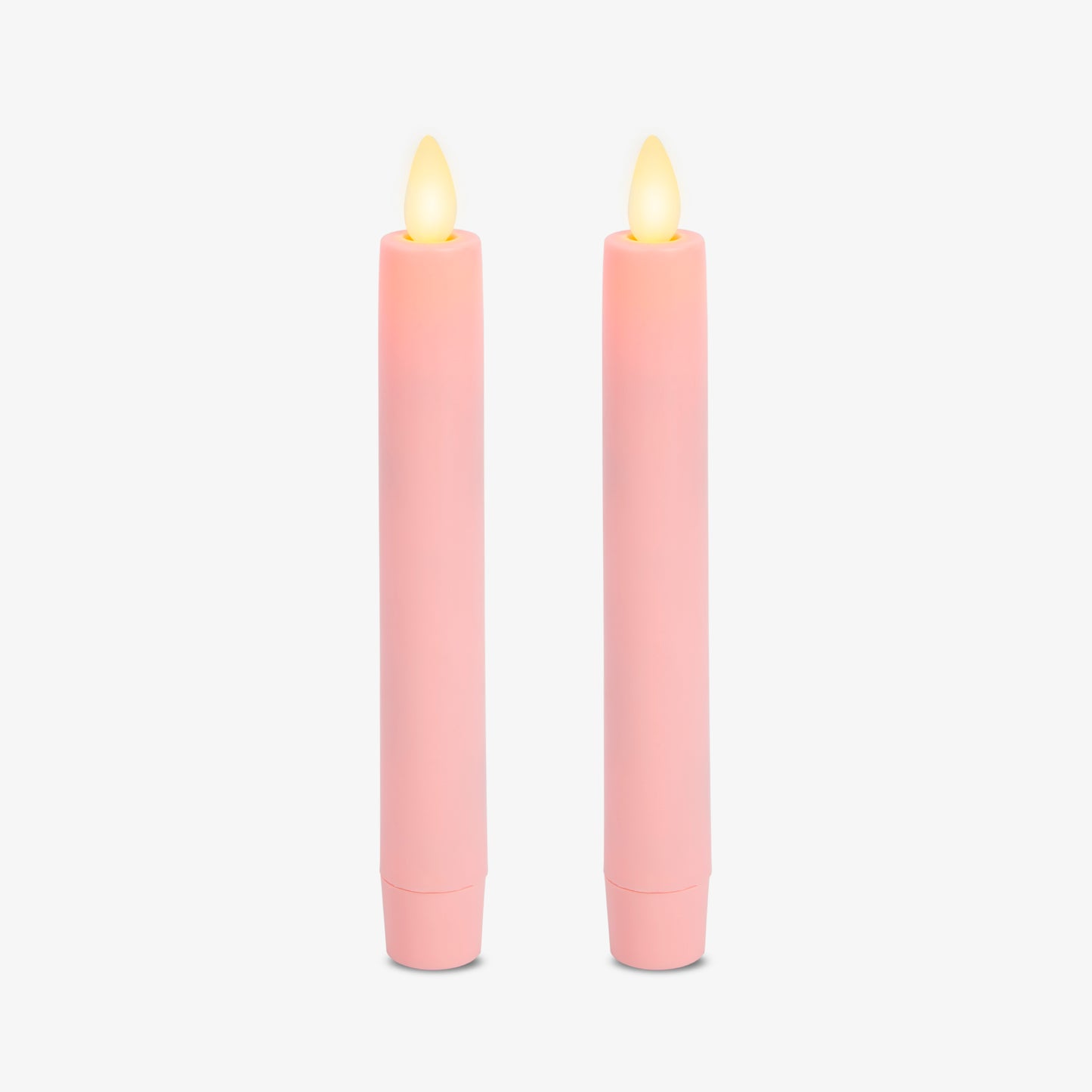 Saga Rose Flameless Candle Tapers - Flat Top - 6.75" Height - Set of 2