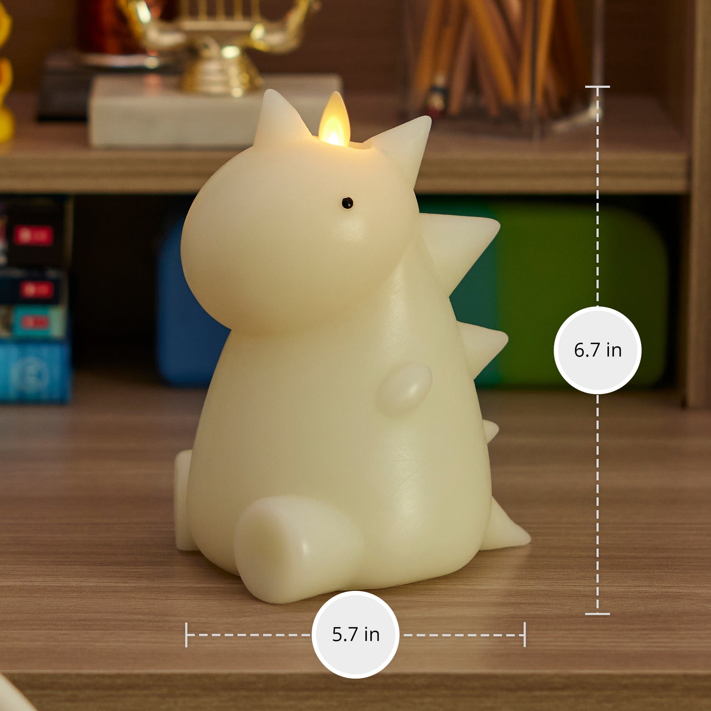 Whisper Green Color Changing Flameless Candle Dinosaur with Remote