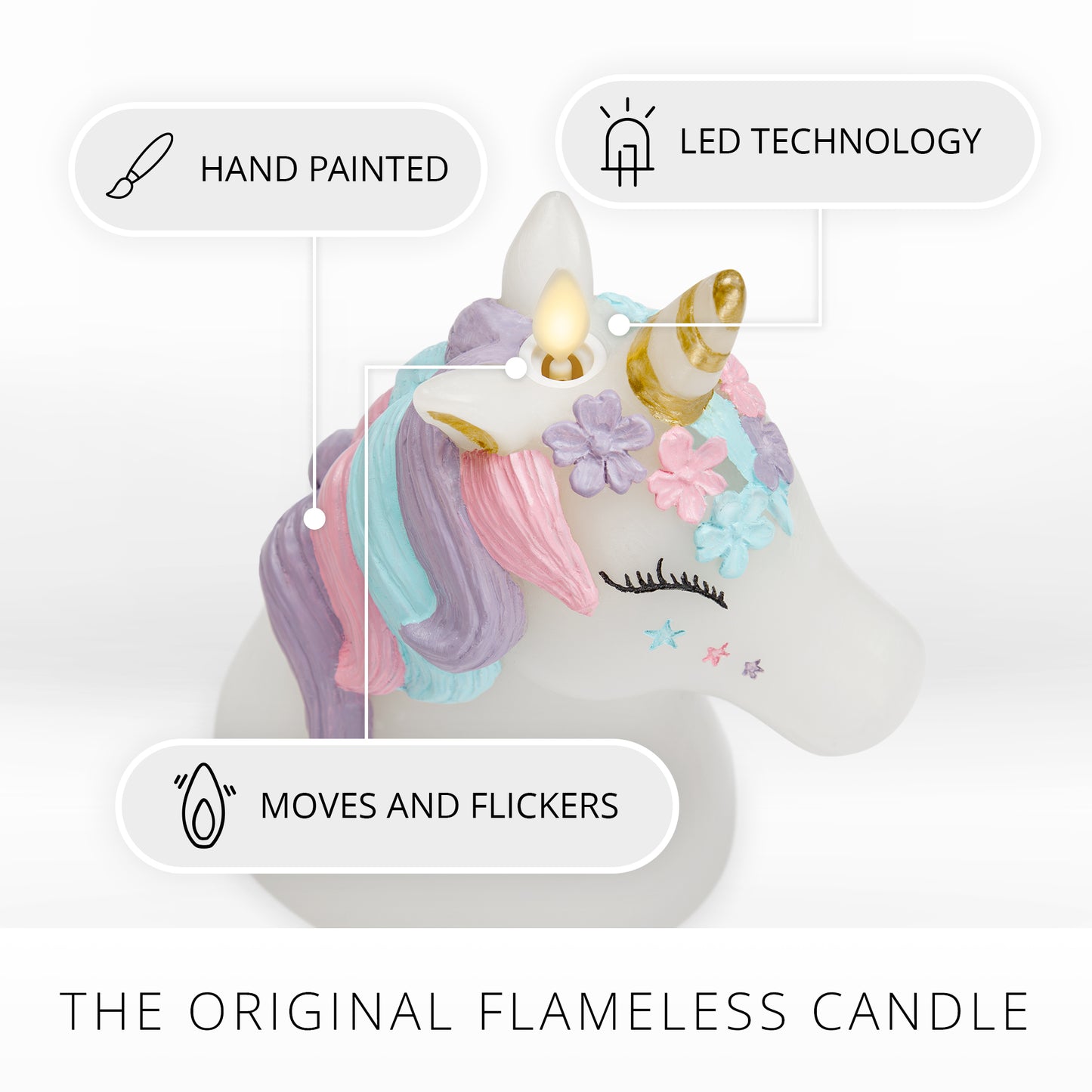 White Color Changing Flameless Candle Unicorn with Remote