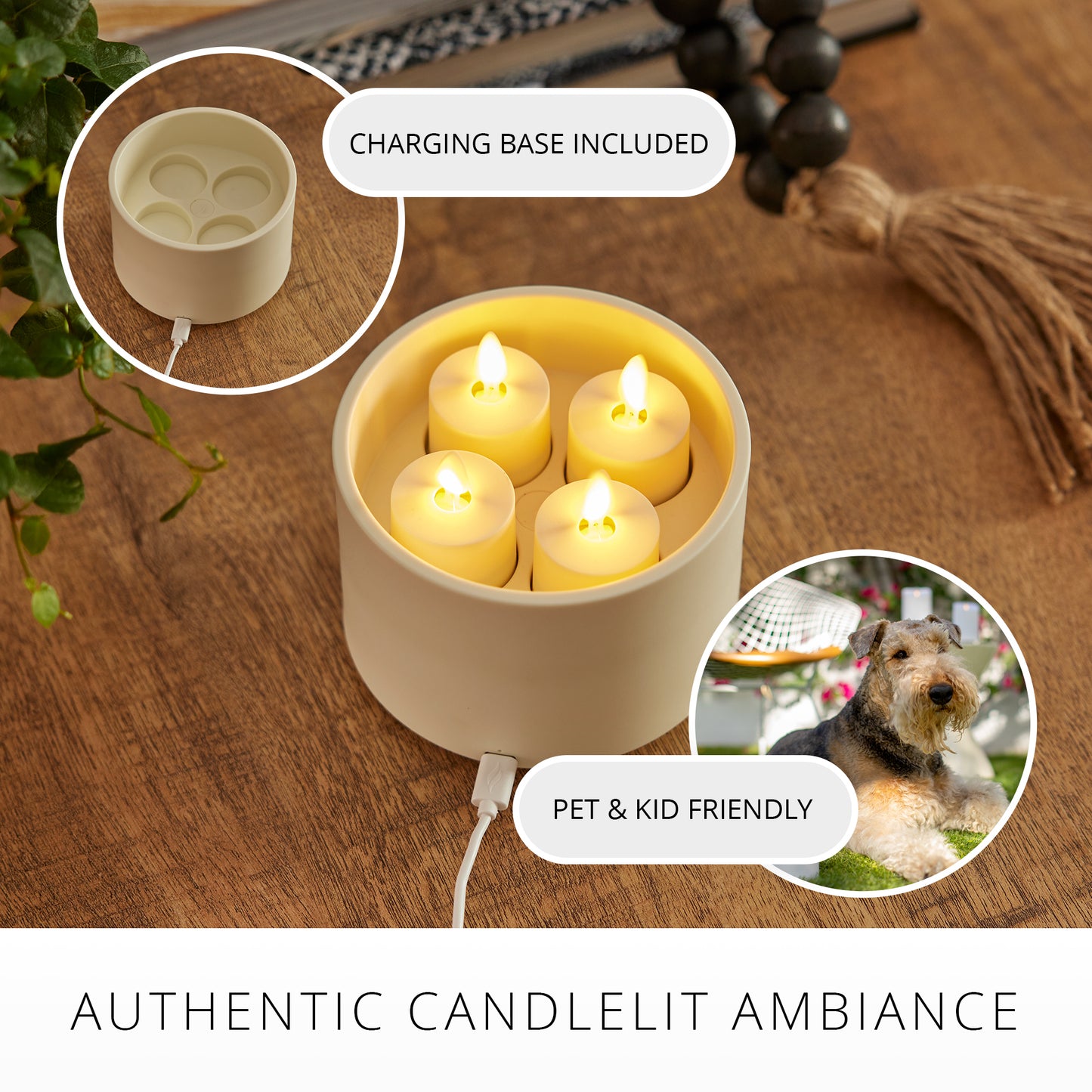 Rechargeable Tealights and Charging Base - Set of 4