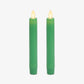 Vibrant Green Flameless Candle Tapers - Flat Top - 6.75" Height - Set of 2