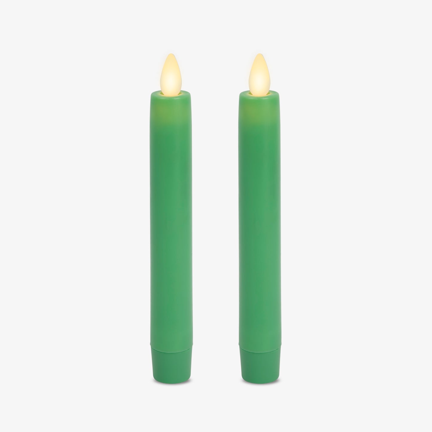 Vibrant Green Flameless Candle Tapers - Flat Top - 6.75" Height - Set of 2