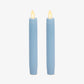 Airy Blue Flameless Candle Tapers - Flat Top - 6.75" Height - Set of 2