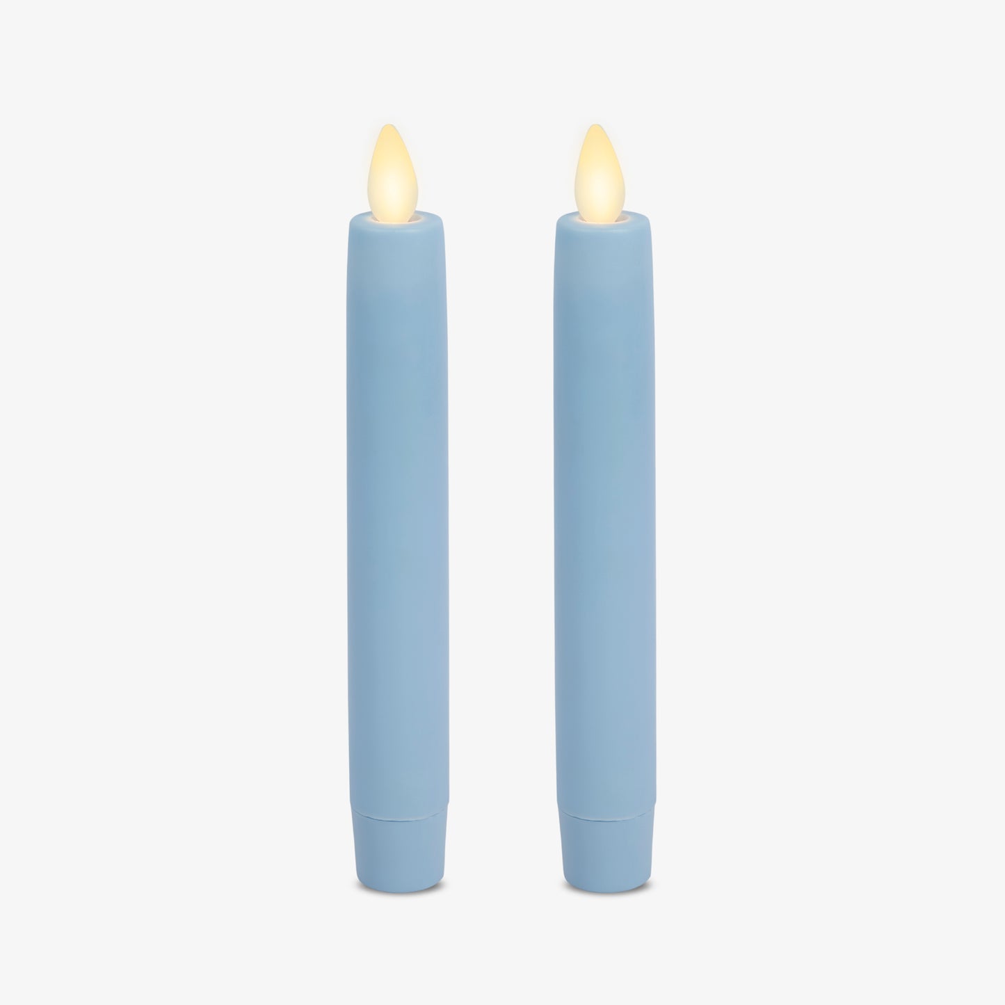 Airy Blue Flameless Candle Tapers - Flat Top - 6.75" Height - Set of 2