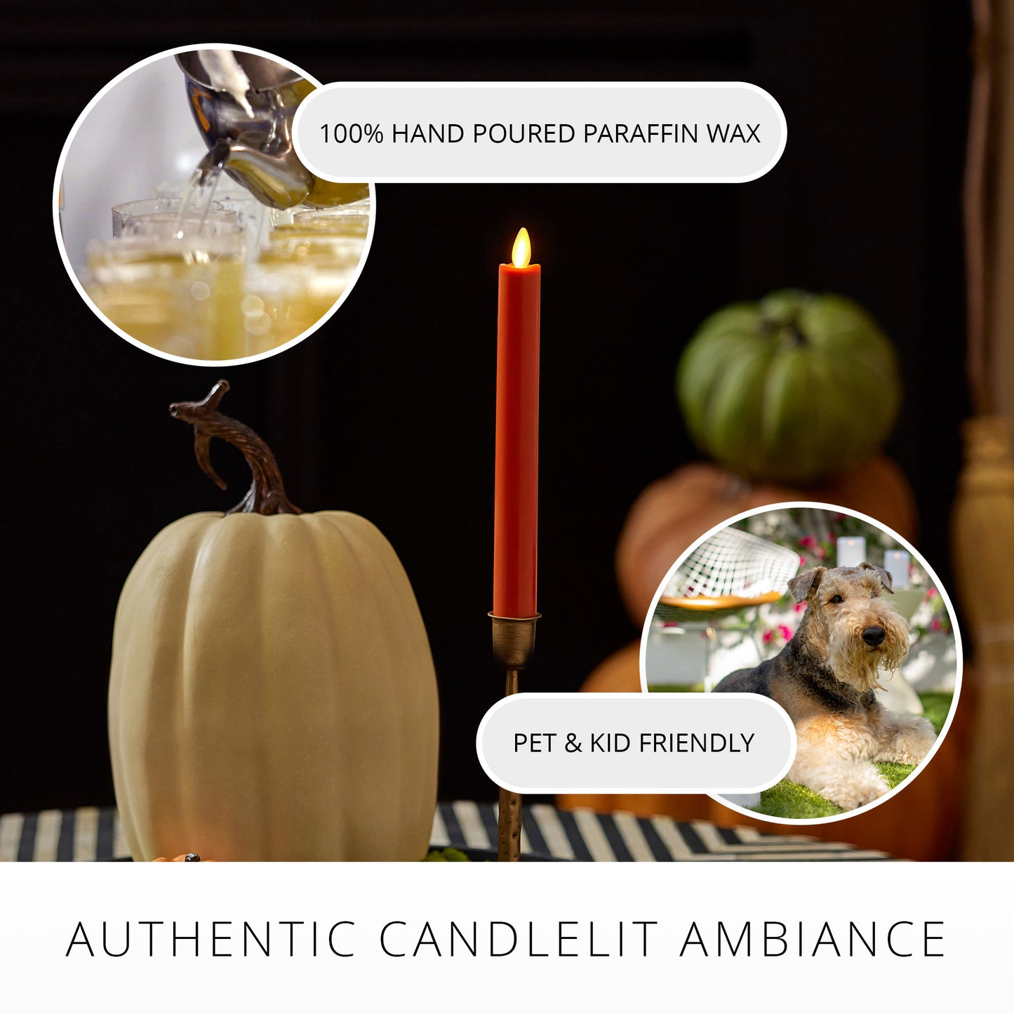 Harvest Pumpkin Flameless Candle Taper