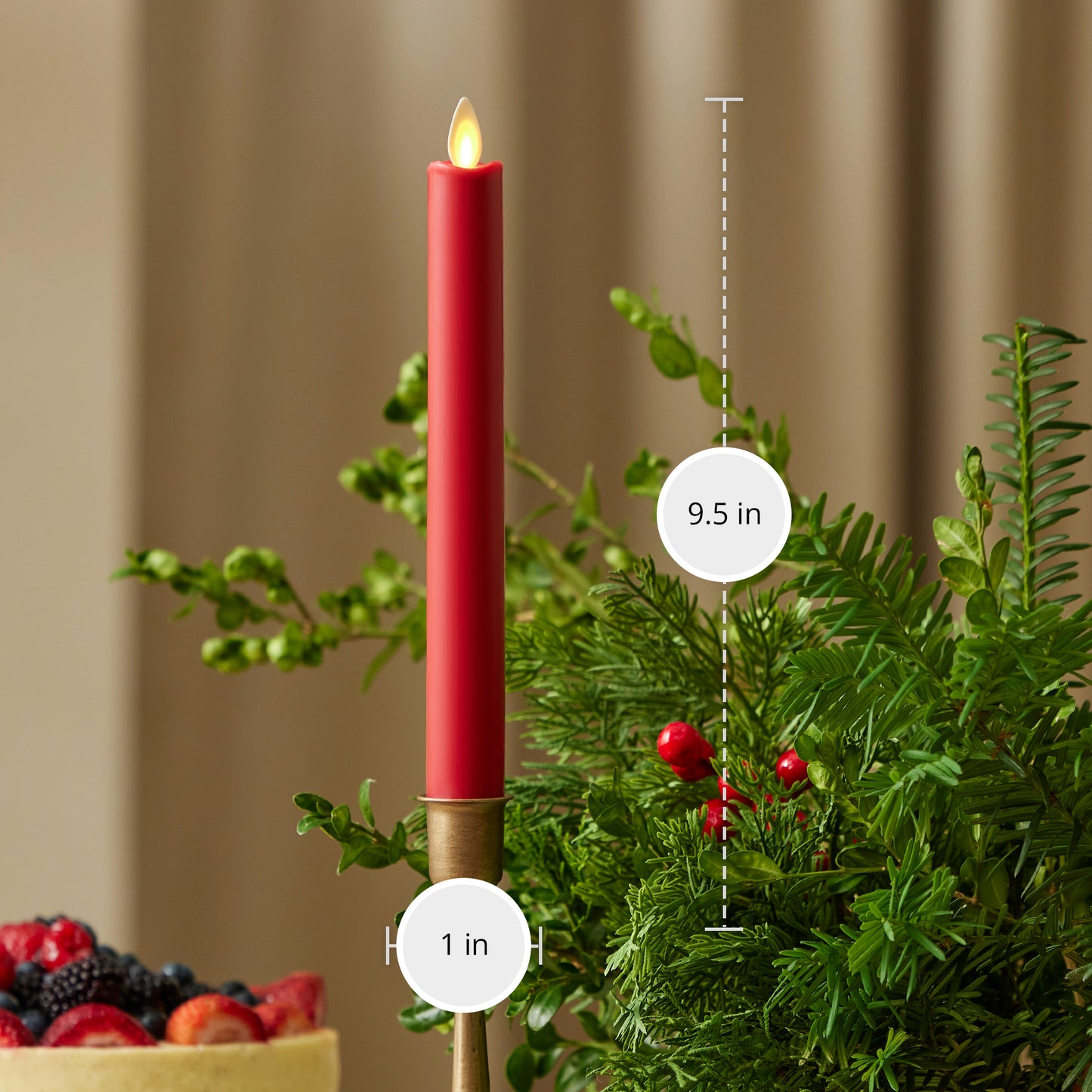 Holiday Red Flameless Candle Taper